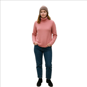 Women's Massimo Dutti Pink Wool Cashmere Turtleneck Sweater XS